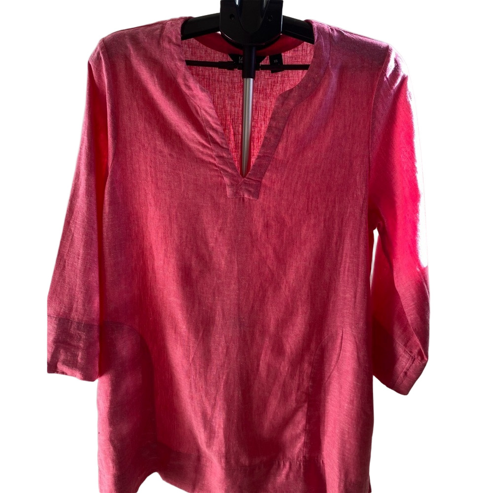 Lands' End Vibrant Pink Linen Blend Blouse, Size XS - Picture 2 of 8